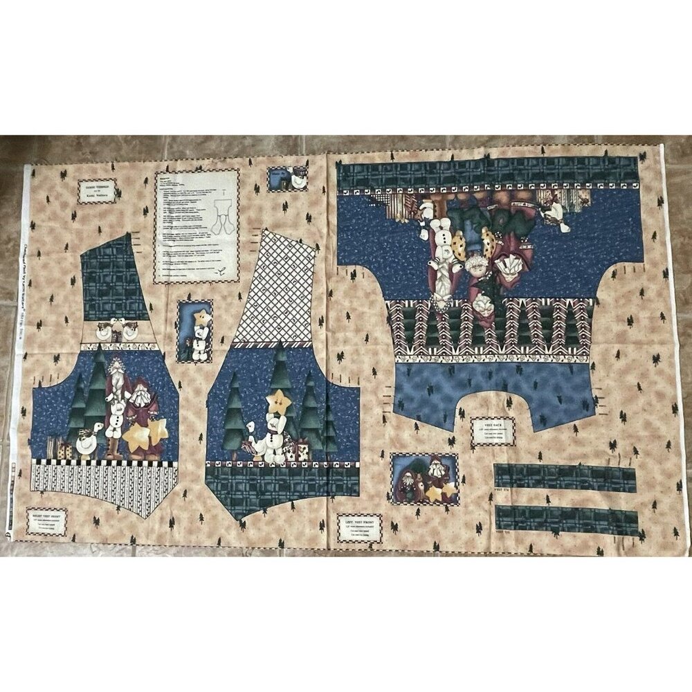 Checkered Past Fabric Christmas Vest Panel Good Tidings By Kathi Walters Uncut